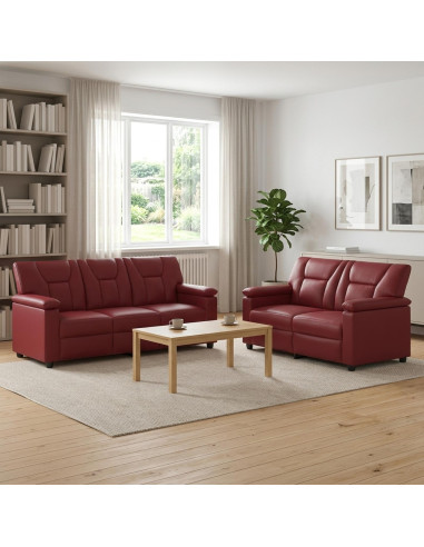 Set di divani 2 pcs Rosso Vino Similpelle