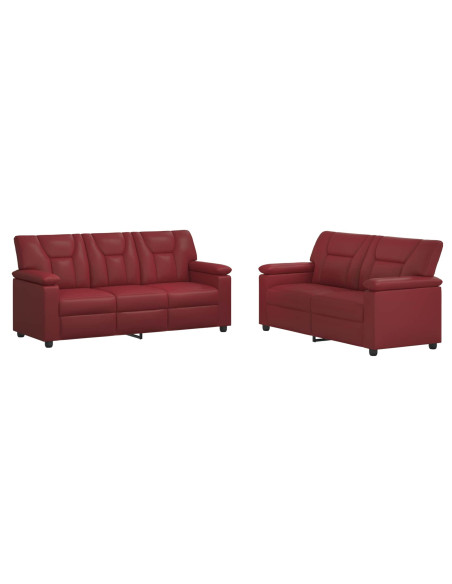 Set di divani 2 pcs Rosso Vino Similpelle