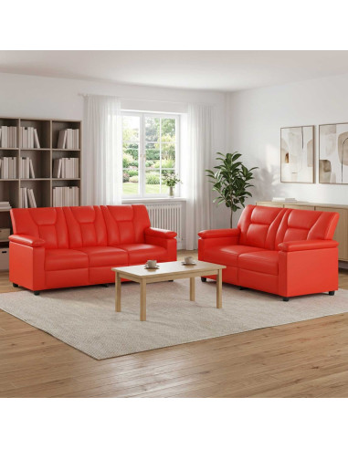 Set di divani 2 pcs Rosso Similpelle