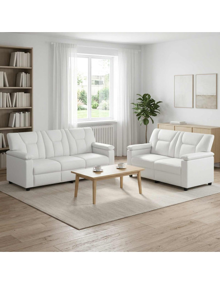 Set di divani 2 pcs Bianco Similpelle
