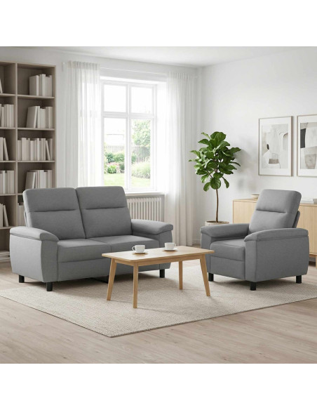 Set di divani 2 pcs Grigio Chiaro Tessuto