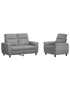 Set di divani 2 pcs Grigio Chiaro Tessuto 2
