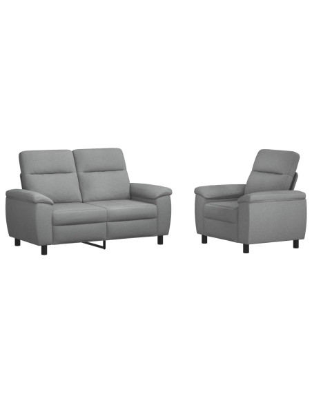 Set di divani 2 pcs Grigio Chiaro Tessuto