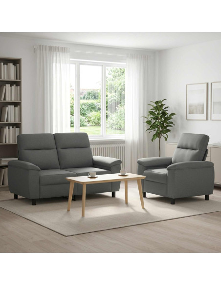 Set di divani 2 pcs Grigio Scuro Tessuto