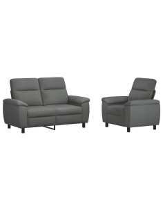 Set di divani 2 pcs Grigio Scuro Tessuto 2