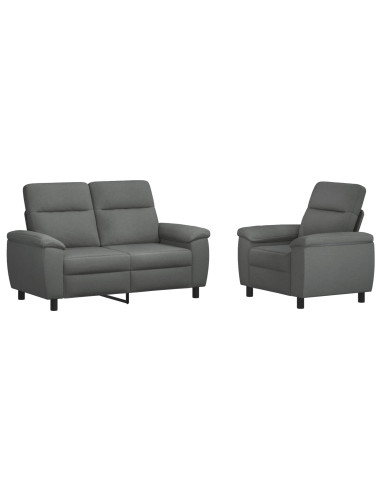 Set di divani 2 pcs Grigio Scuro Tessuto