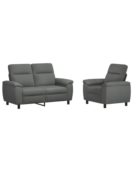 Set di divani 2 pcs Grigio Scuro Tessuto