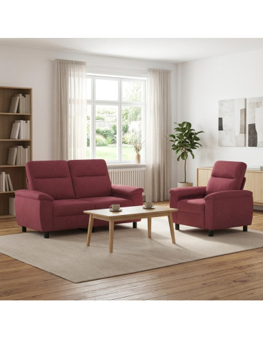 Set di divani 2 pcs Rosso Vino Tessuto