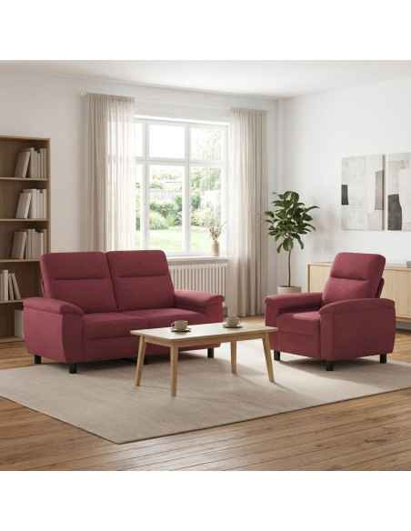 Set di divani 2 pcs Rosso Vino Tessuto