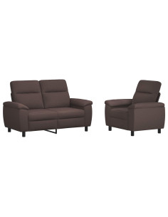 Set di divani 2 pcs Marrone Scuro Tessuto 2