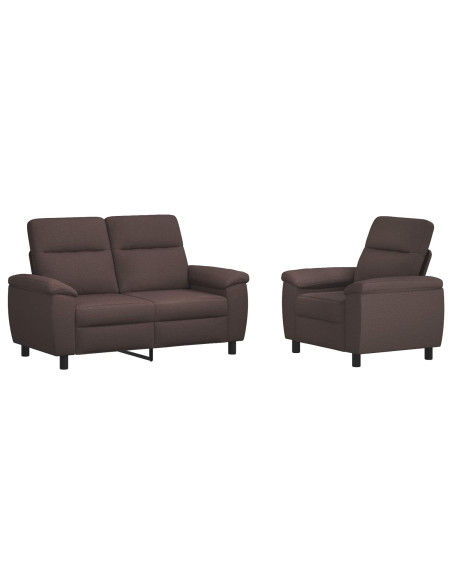 Set di divani 2 pcs Marrone Scuro Tessuto