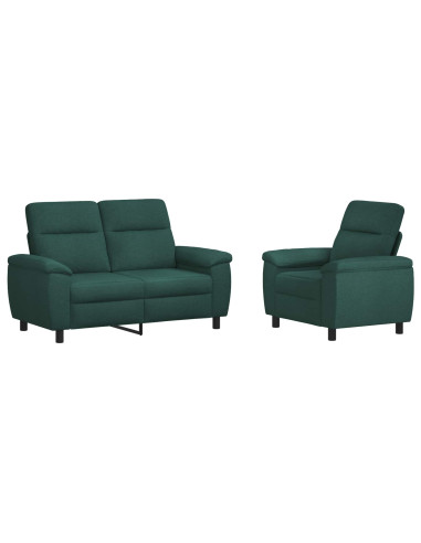 Set di divani 2 pcs Verde Scuro Tessuto