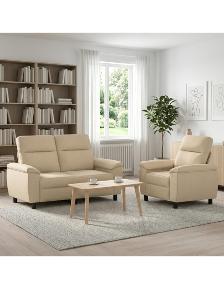 Set di divani 2 pcs Crema Tessuto