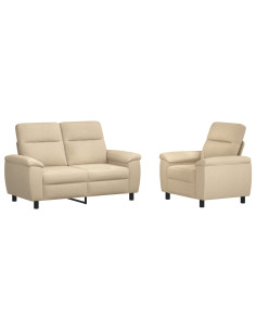 Set di divani 2 pcs Crema Tessuto 2