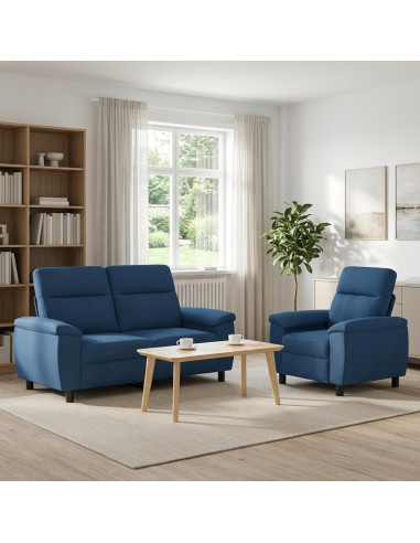 Set di divani 2 pcs Blu Tessuto