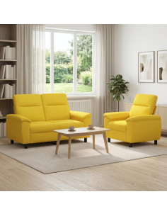 Set di divani 2 pcs Giallo Chiaro Tessuto