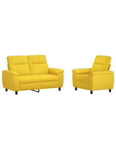Set di divani 2 pcs Giallo Chiaro Tessuto 2