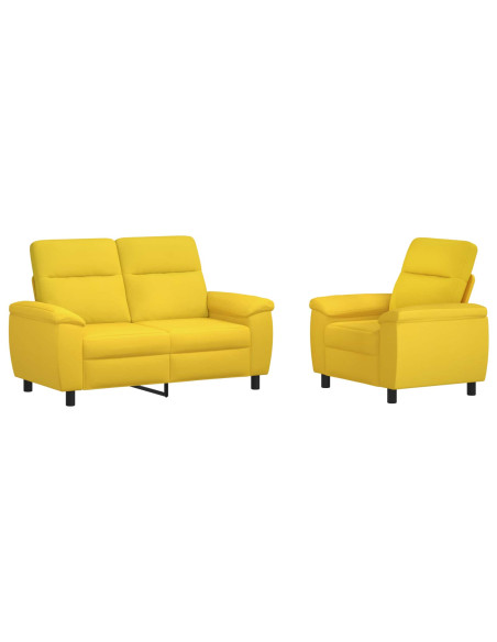 Set di divani 2 pcs Giallo Chiaro Tessuto