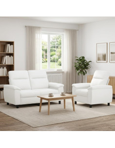 Set di divani 2 pcs Bianco Tessuto