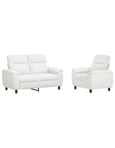 Set di divani 2 pcs Bianco Tessuto 2