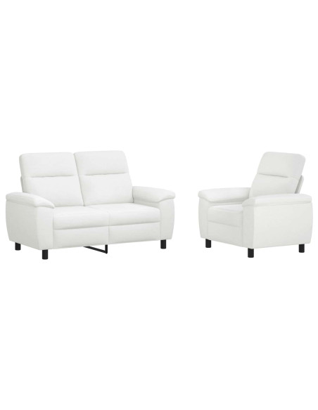 Set di divani 2 pcs Bianco Tessuto