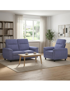 Set di divani 2 pcs Blu jeans Tessuto