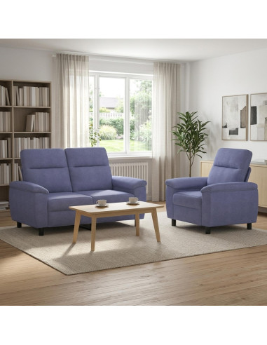 Set di divani 2 pcs Blu jeans Tessuto