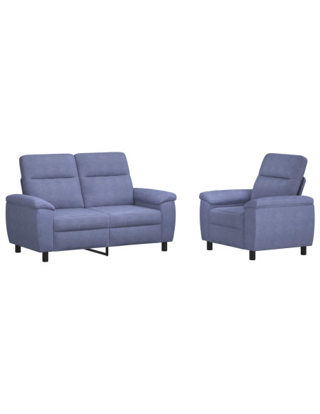 Set di divani 2 pcs Blu jeans Tessuto