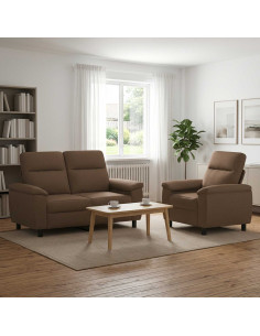 Set di divani 2 pcs Marrone Tessuto