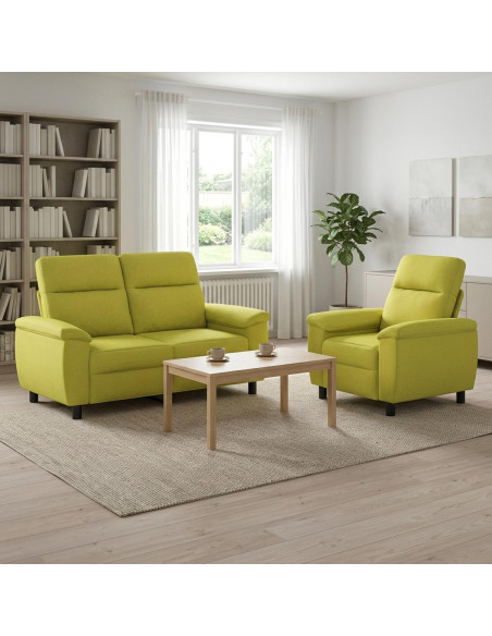 Set di divani 2 pcs Verde chiaro Tessuto