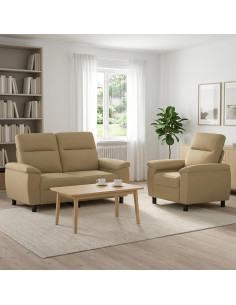 Set di divani 2 pcs Marrone Chiaro Tessuto