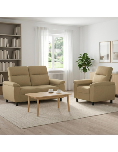 Set di divani 2 pcs Marrone Chiaro Tessuto