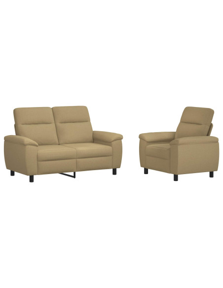 Set di divani 2 pcs Marrone Chiaro Tessuto