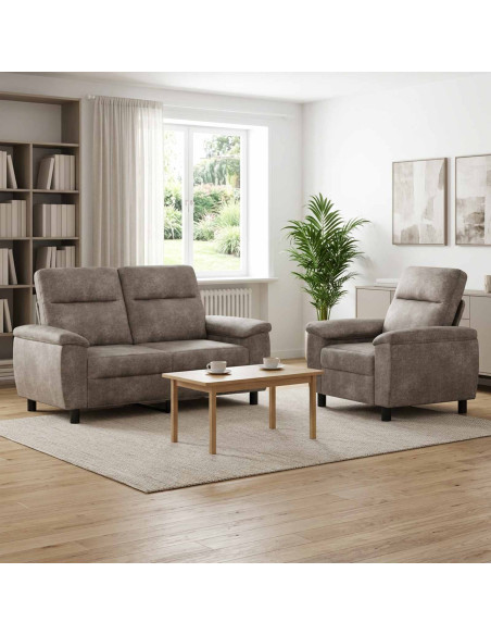 Set di divani 2 pcs Grigio Chiaro Pelle Scamosciata Sintetica