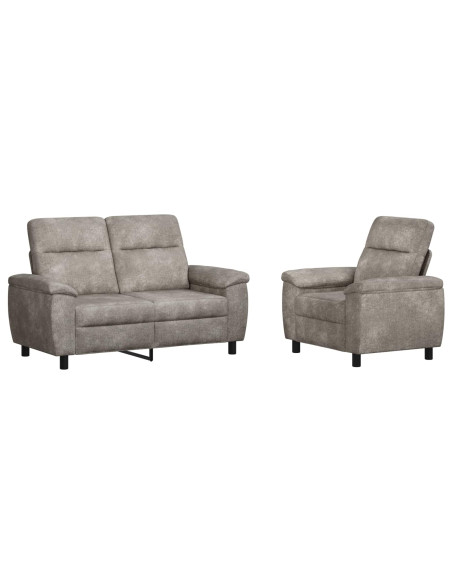 Set di divani 2 pcs Grigio Chiaro Pelle Scamosciata Sintetica
