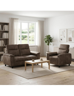 Set di divani 2 pcs Grigio Scuro Pelle Scamosciata Sintetica