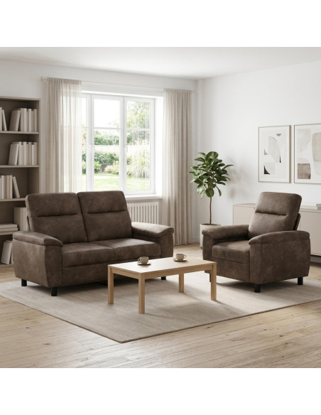 Set di divani 2 pcs Grigio Scuro Pelle Scamosciata Sintetica