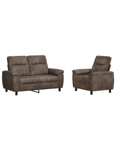 Set di divani 2 pcs Grigio Scuro Pelle Scamosciata Sintetica 2