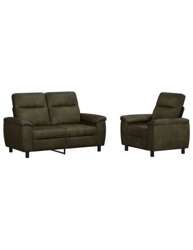 Set di divani 2 pcs Verde militare Pelle Scamosciata Sintetica