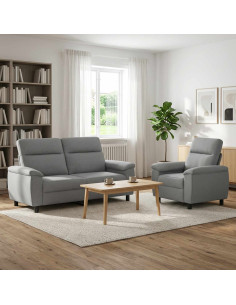 Set di divani 2 pcs Grigio Chiaro Tessuto