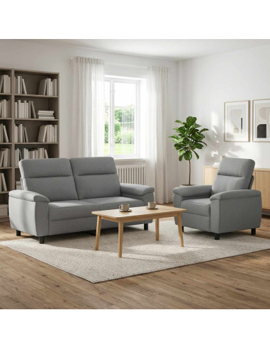 Set di divani 2 pcs Grigio Chiaro Tessuto
