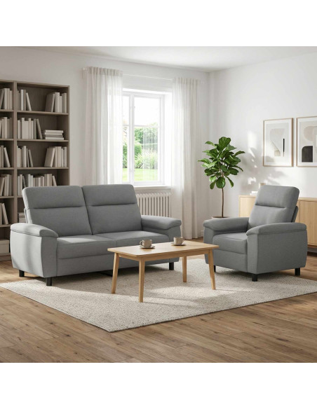 Set di divani 2 pcs Grigio Chiaro Tessuto