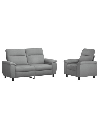 Set di divani 2 pcs Grigio Chiaro Tessuto