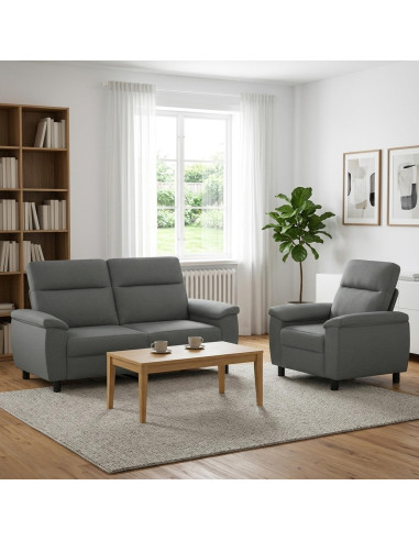 Set di divani 2 pcs Grigio Scuro Tessuto