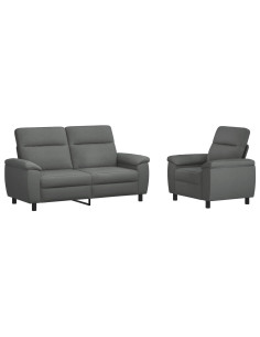 Set di divani 2 pcs Grigio Scuro Tessuto 2