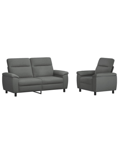 Set di divani 2 pcs Grigio Scuro Tessuto