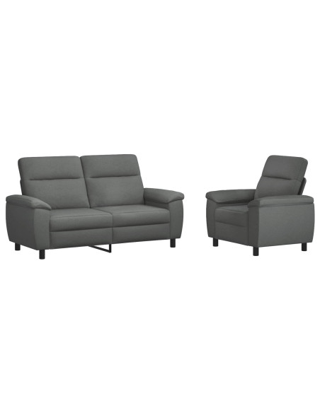 Set di divani 2 pcs Grigio Scuro Tessuto