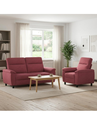 Set di divani 2 pcs Rosso Vino Tessuto