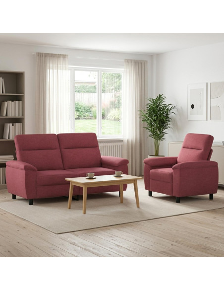 Set di divani 2 pcs Rosso Vino Tessuto