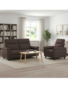 Set di divani 2 pcs Marrone Scuro Tessuto